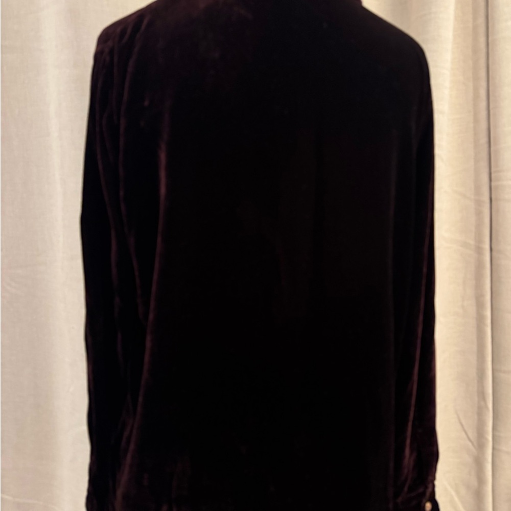 Cut Loose Velvet Button-Down Shirt - Deep burgundy/brown Size S - Picture 5 of 7